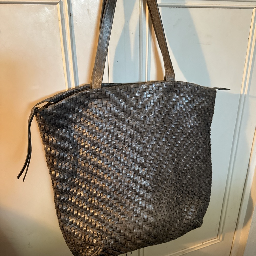 Christopher Kon Chic Army Green Woven Tote Bag